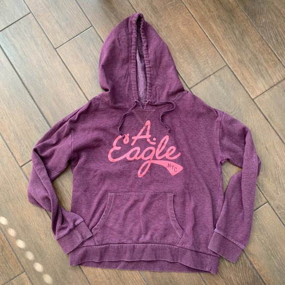 American Eagle Logo Purple Pullover Hoodie Sweatshirt sz L Y2K - Picture 1 of 5